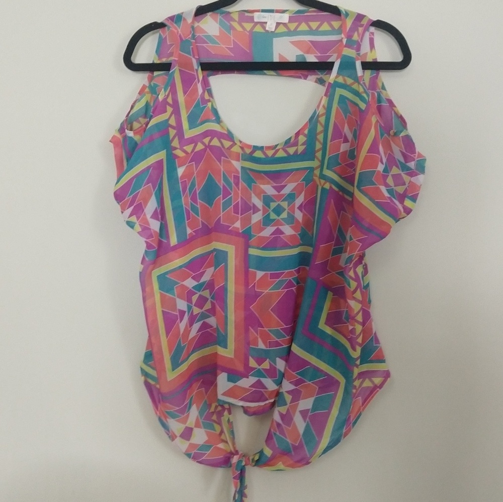 Love, Fire Cold Shoulder Sheer Top - Picture 4 of 8